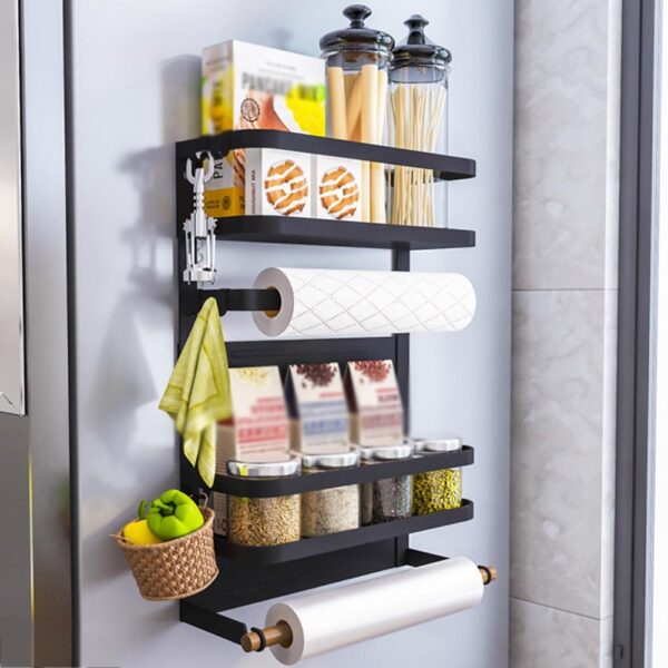 "Magnetic wall-mounted kitchen side shelf"