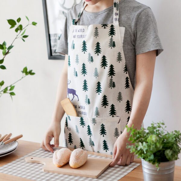 Fawn Cotton Linen Apron – Nordic Style Antifouling Kitchen Wear - Image 5