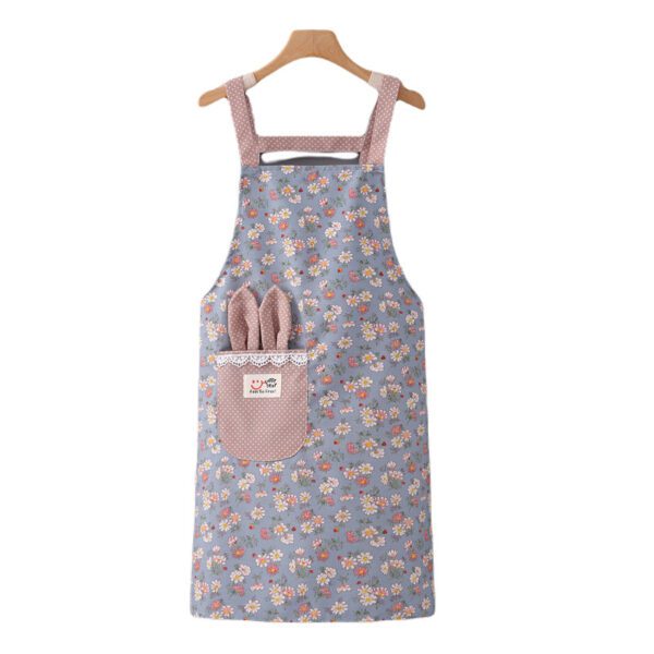 Stain-proof Waterproof Kitchen Apron – PVC Floral Design, Easy Clean - Image 2