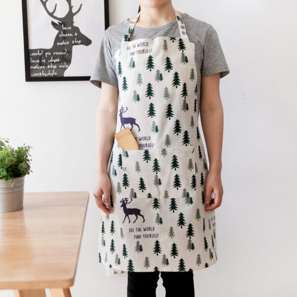 Fawn Cotton Linen Apron – Nordic Style Antifouling Kitchen Wear - Image 4
