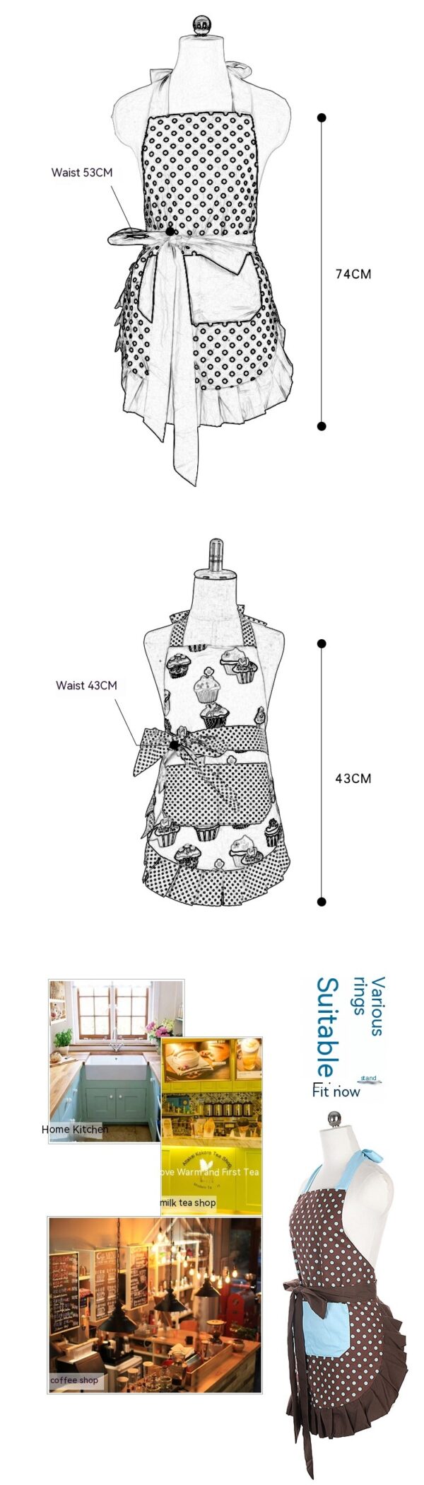 Printed Antifouling Kitchen Apron for Adults & Kids - Image 8
