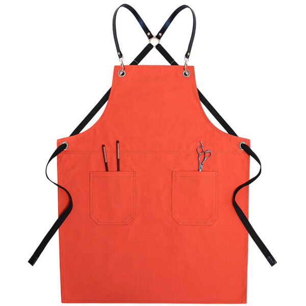 Denim Print Kitchen Apron – Stylish Sleeveless Cooking Attire - Image 4