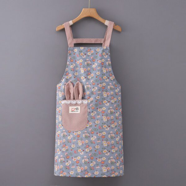 Stain-proof Waterproof Kitchen Apron – PVC Floral Design, Easy Clean - Image 3