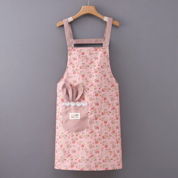 Stain-proof Waterproof Kitchen Apron – PVC Floral Design, Easy Clean - Image 4