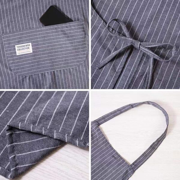 Striped Sleeveless Cotton Kitchen Apron – Breathable, Stylish Design - Image 3