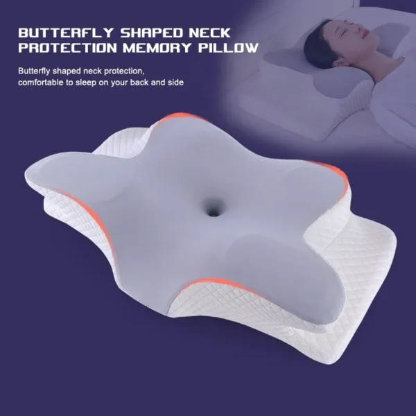 Experience Blissful Sleep: Ergonomic Butterfly Memory Foam Neck Pillow - Image 5