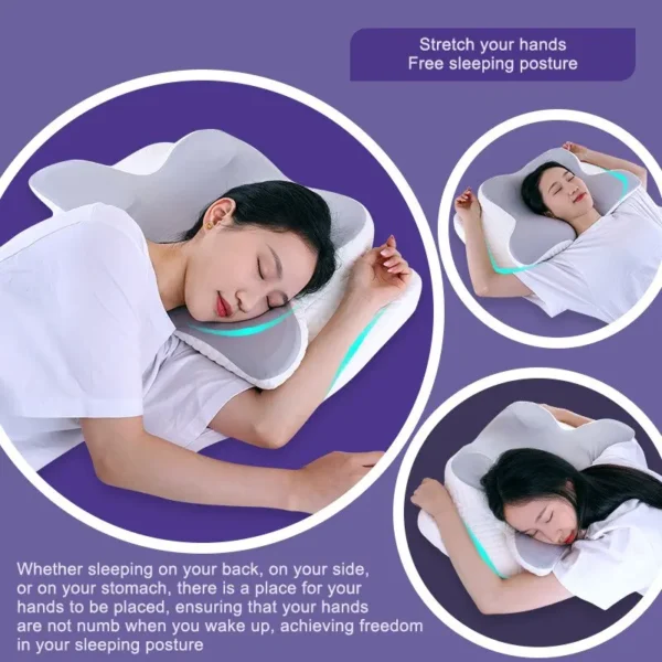 Experience Blissful Sleep: Ergonomic Butterfly Memory Foam Neck Pillow - Image 3